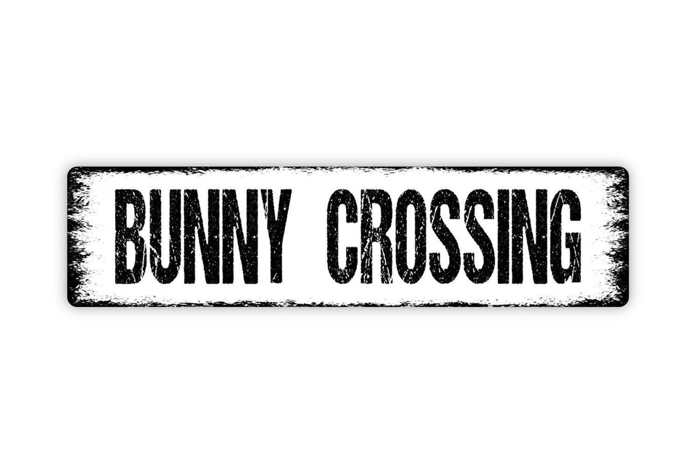 Bunny Crossing Sign - Rabbit Metal Vinyl Sticker Or Street Sign or Door Name Plate Plaque