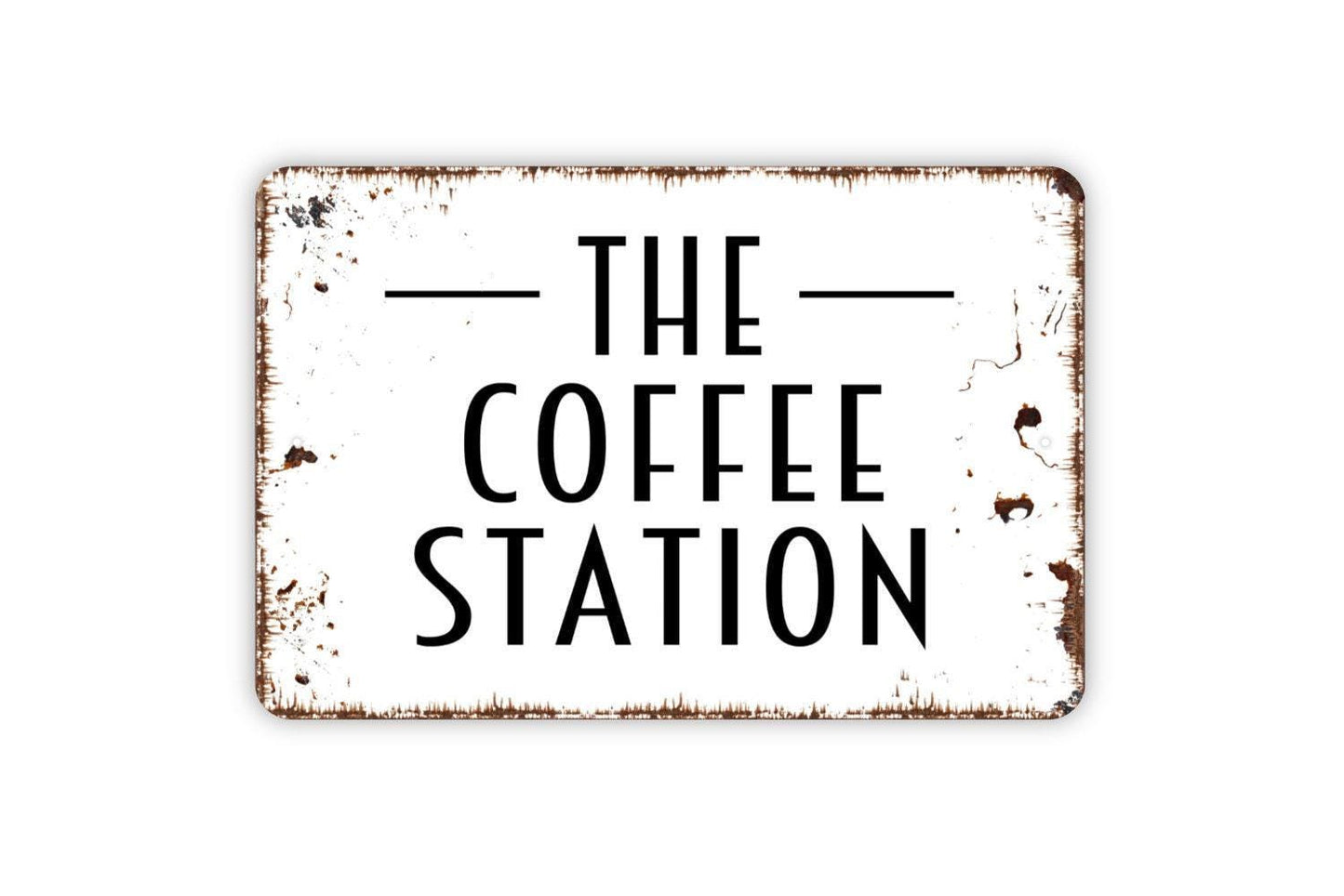 The Coffee Station Sign | Rustic Farmhouse Kitchen Decor | Coffee Bar Wall Art | Custom Metal Sign or Vinyl Sticker | Cafe Wall Decor