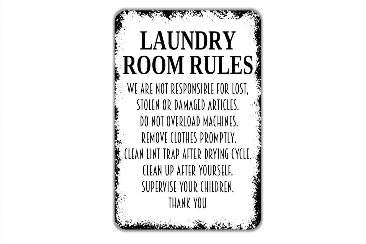 Laundry Room Rules Sign - Laundromat Metal Sign, Modern Wall Metal Indoor or Outdoor Use
