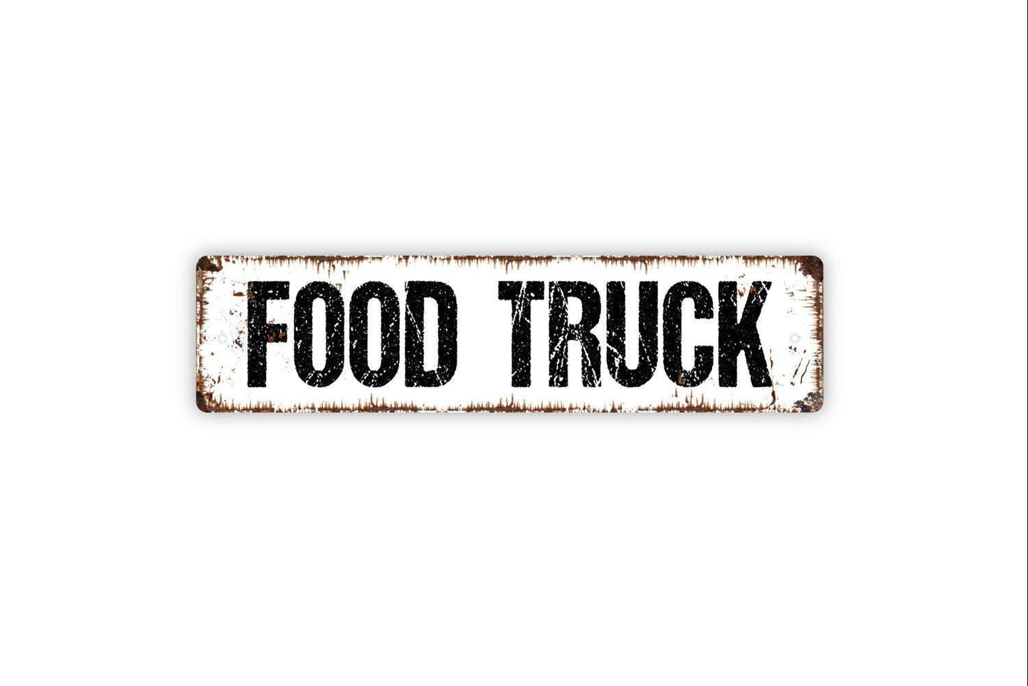 Food Truck Sign - Hot Food Service Eat Lunch Burgers Tacos BBQ Vinyl Sticker Or Metal Street Sign or Door Name Plate Plaque