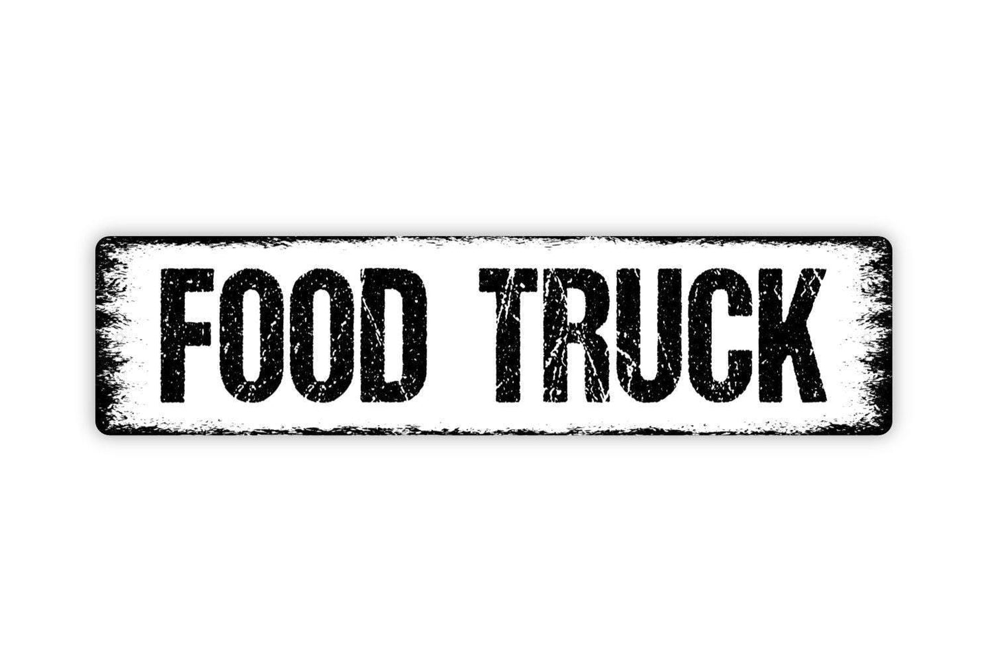 Food Truck Sign - Hot Food Service Eat Lunch Burgers Tacos BBQ Vinyl Sticker Or Metal Street Sign or Door Name Plate Plaque