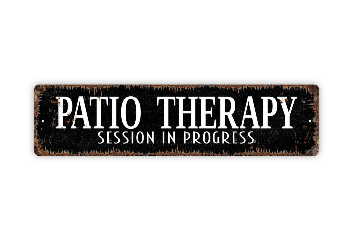 Patio Therapy Session In Progress Sign | Relaxing Porch Garden Deck Decor | Metal Sign or Vinyl Sticker for Outdoor Space