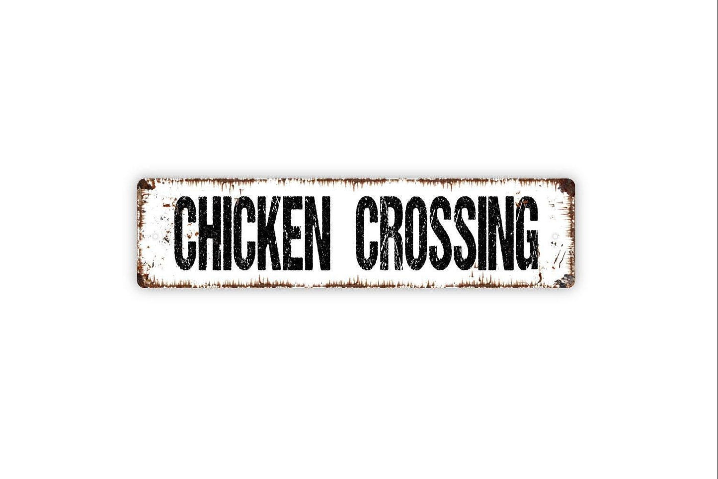 Chicken Crossing Sign - Funny Farm Fresh Butt Nuggets Eggs Hen Rooster Vinyl Sticker Or Street Metal Sign or Door Name Plate Plaque