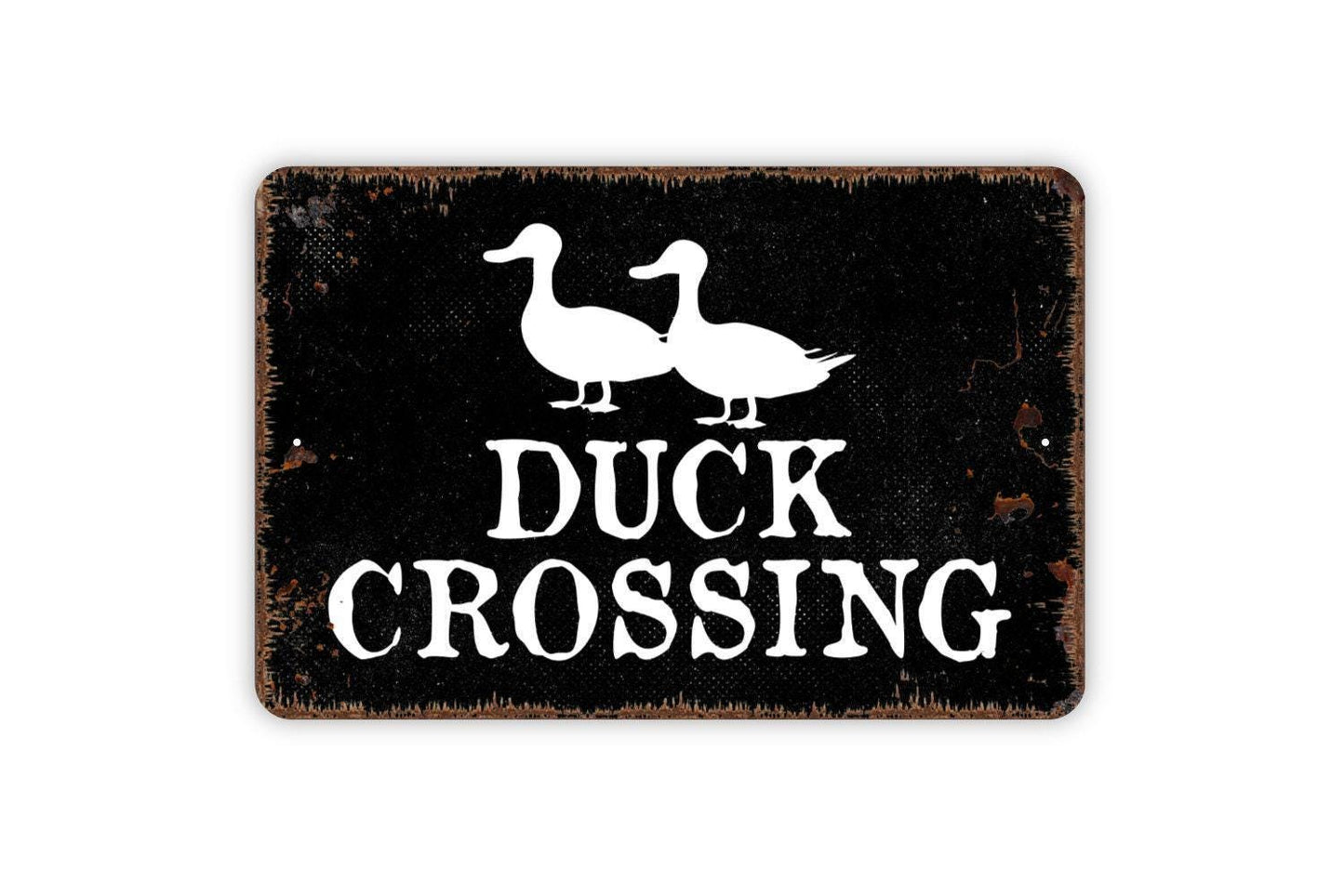 Duck Crossing Sign - Waterfowl Quack Birds Metal Sign Modern Wall Art Indoor Or Outdoor