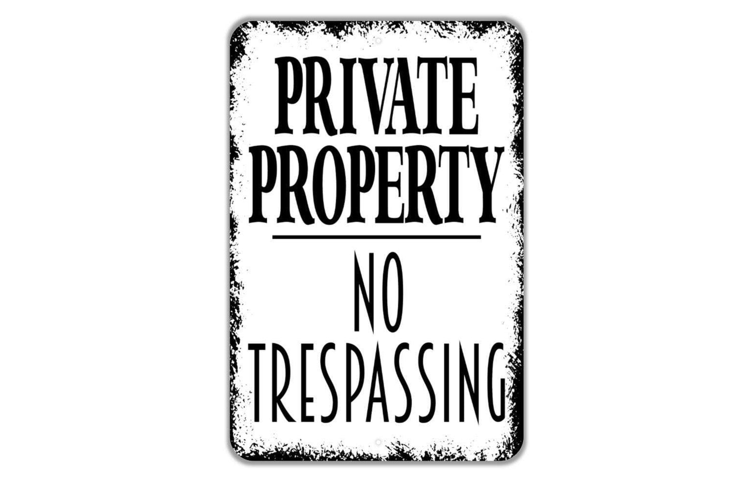 Private Property No Trespassing Sign | Rustic Wall Sign for Home, Ranch, Cabin, or Business | Metal Sign or Vinyl Sticker Property Notice