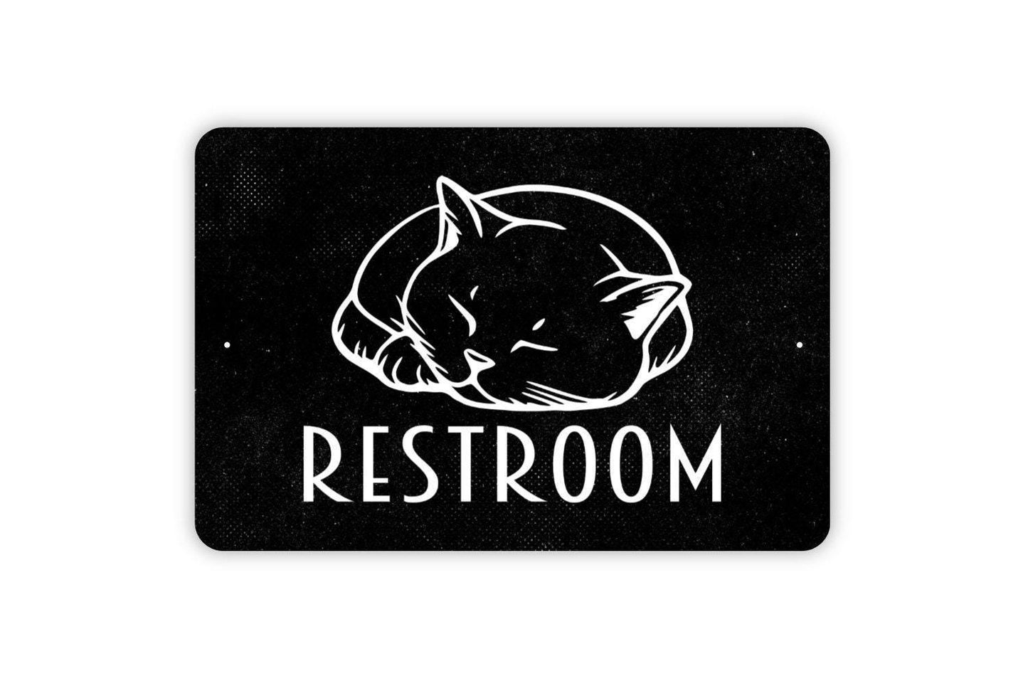 The Cat Restroom Sign - The Cat House Litter Box Funny Bathroom Metal Indoor or Outdoor Wall Art