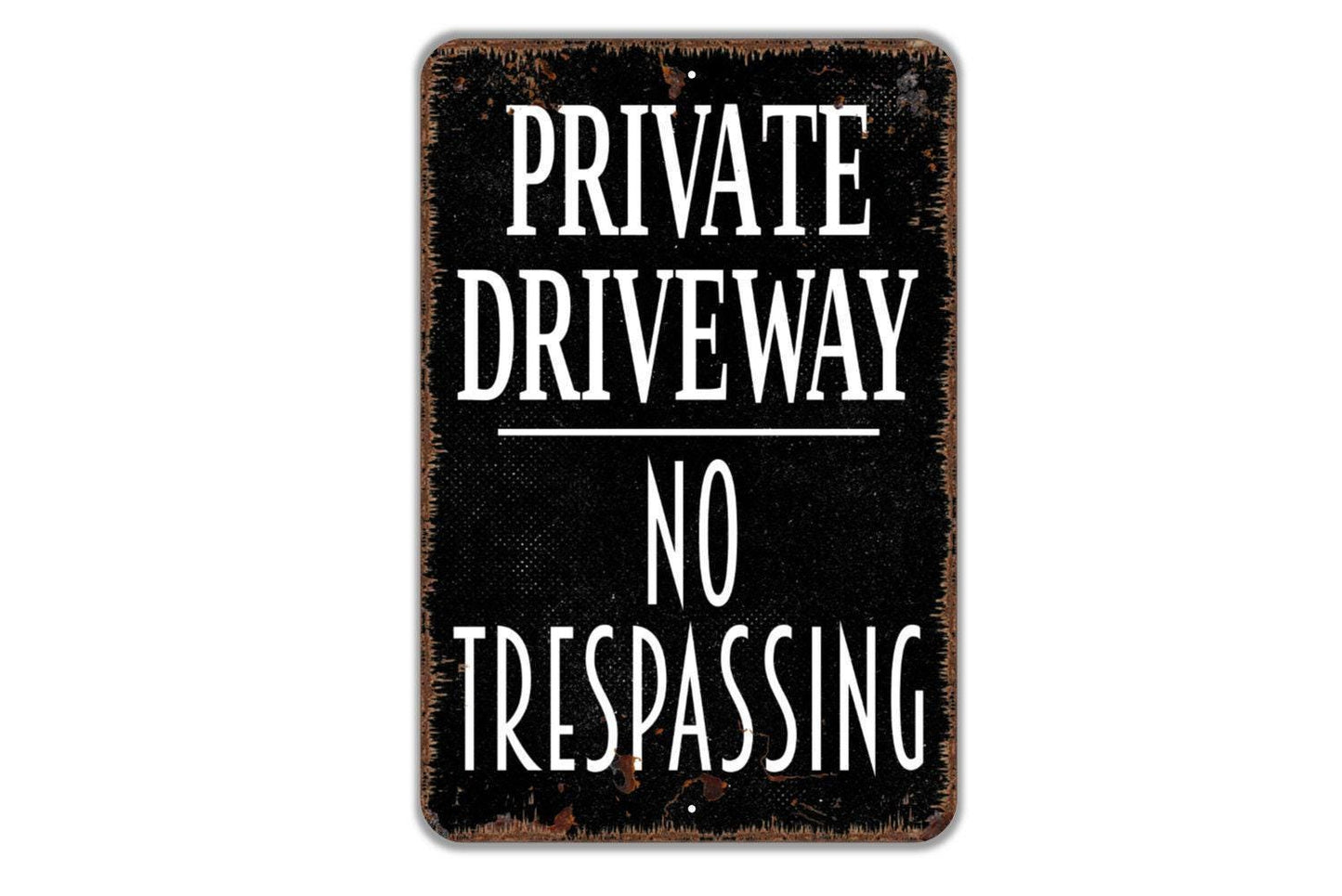 Private Driveway No Trespassing Sign - Vertical Metal Art