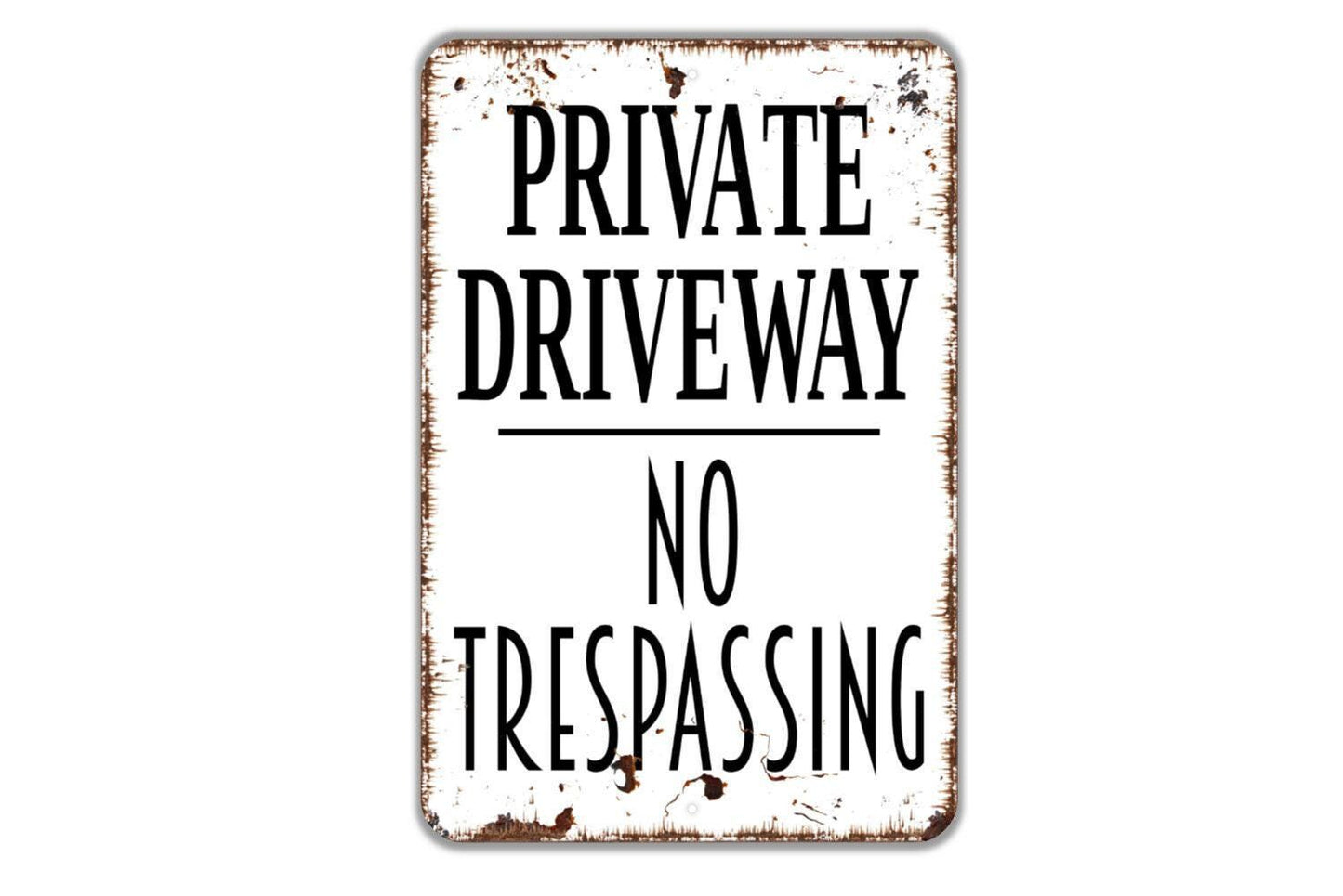 Private Driveway No Trespassing Sign - Vertical Metal Art
