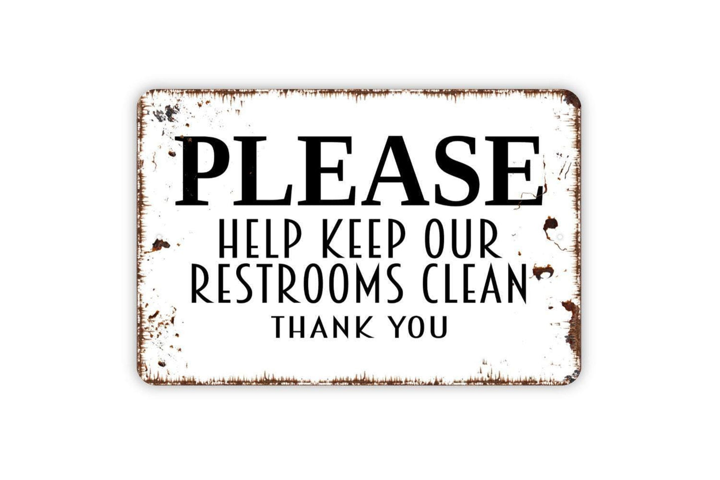 Please Help Keep Our Restrooms Clean Sign | Bathroom Etiquette Wall Decor | Metal Sign or Vinyl Sticker for Businesses or Public Areas