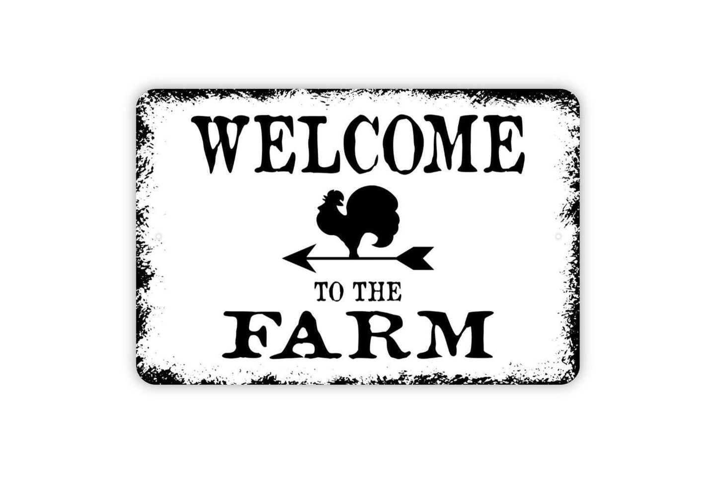 Welcome To The Farm with Rooster Sign - Chicken Metal Wall Art - Indoor or Outdoor
