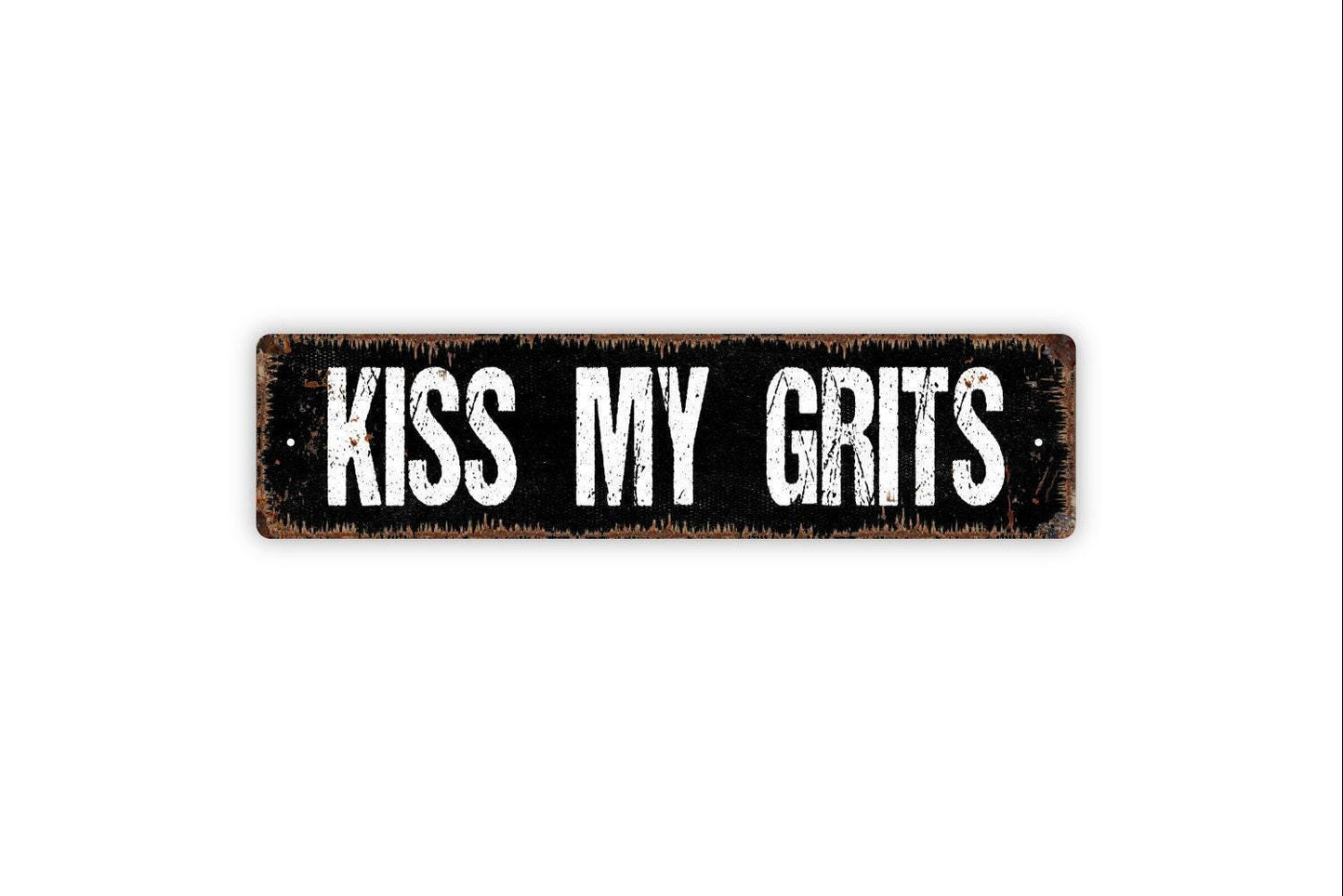Kiss My Grits Sign | Funny Southern Kitchen Farmhouse Wall Decor | Metal Sign or Vinyl Sticker for Dining Room Cafe Restaurant