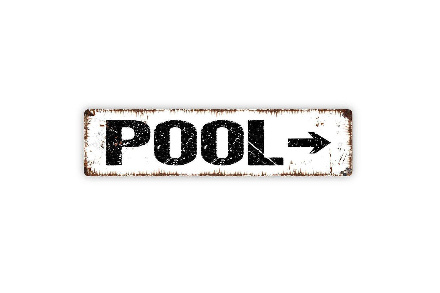 Swimming Pool With Right or Left Arrow Sign - Vinyl Sticker Or Custom Metal Street Sign or Door Name Plate Plaque