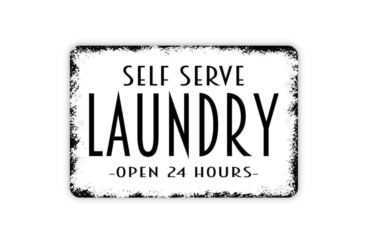 Self Serve Laundry Open 24 Hours Sign - Metal Wall Art