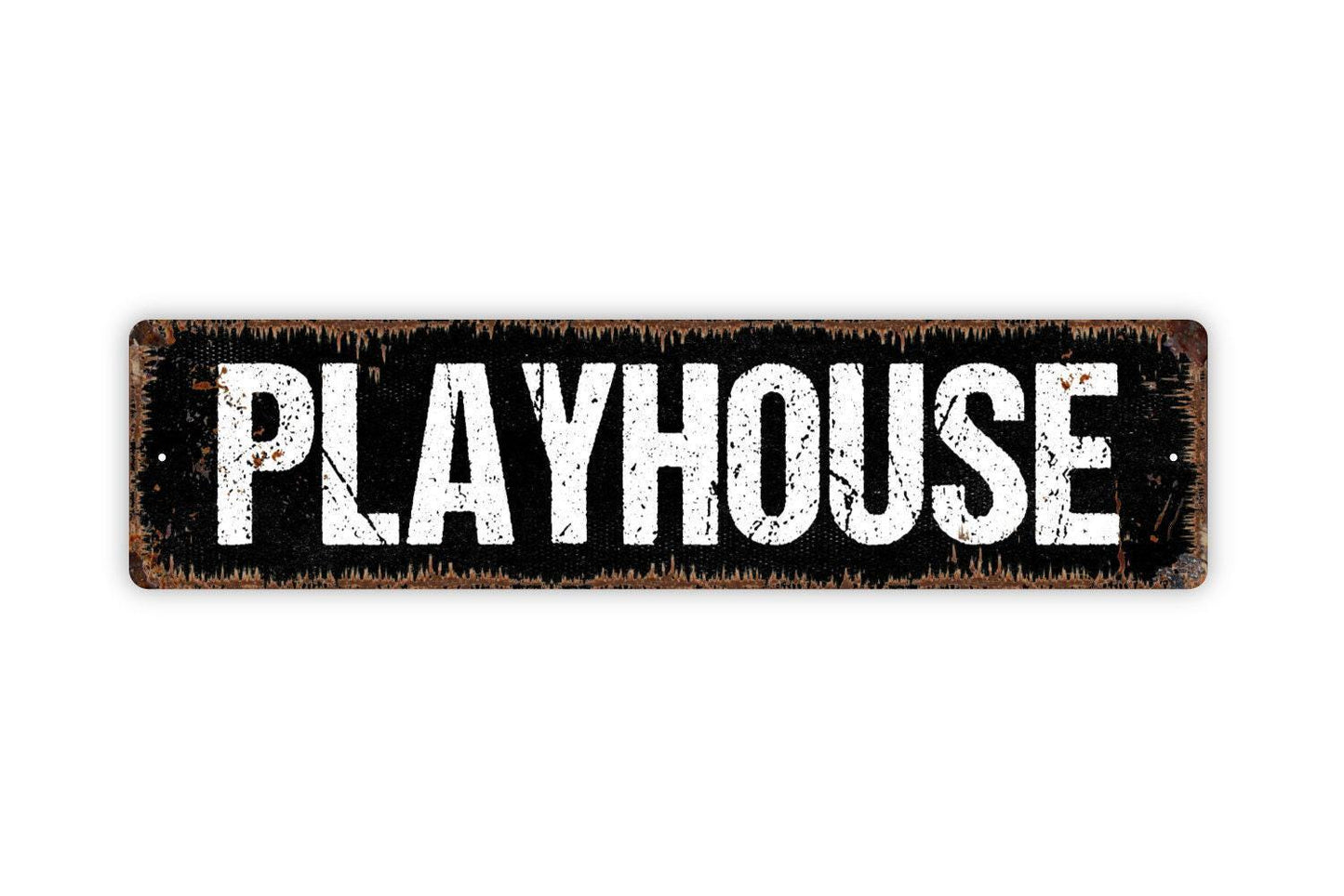 Playhouse Sign – Kids Playroom Outdoor Playhouse Door Wall Decor – Rustic Farmhouse Children’s Room Sign – Metal Sign or Sticker
