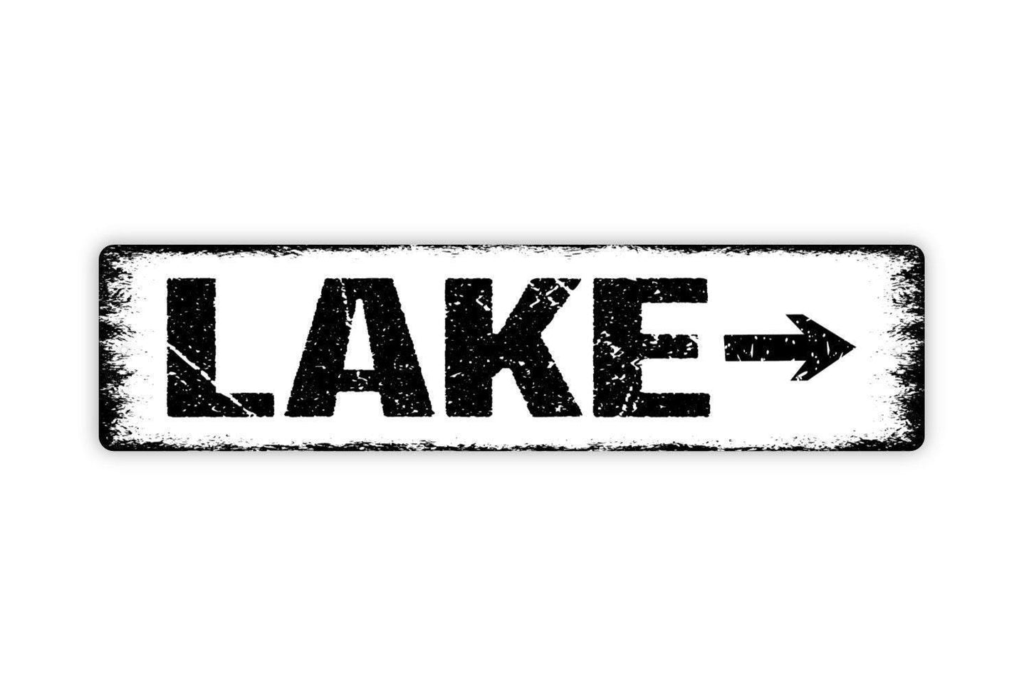 Lake Arrow Sign | Rustic Metal Sign or Vinyl Sticker | Left or Right Arrow | Cabin, Dock, Lake House, or Outdoor Retreat Decor