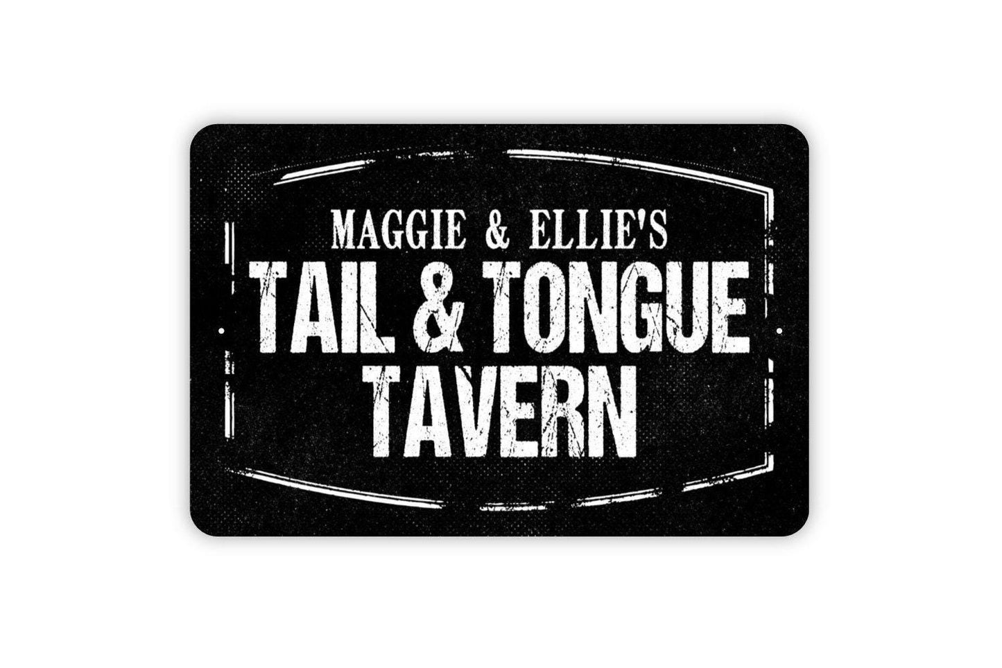 Personalized Tail And Tongue Tavern Sign - Custom Pet Name Dog Food Water Bowl Metal Wall Art Indoor Or Outdoor