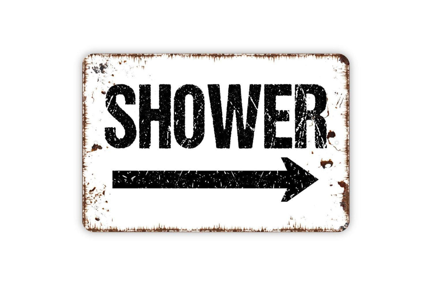Shower With Arrow Sign – Bathroom Direction Wall Decor – Guest Bath or Pool House Sign – Metal Sign or Vinyl Sticker