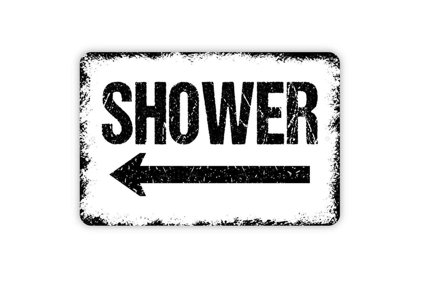 Shower With Arrow Sign – Bathroom Direction Wall Decor – Guest Bath or Pool House Sign – Metal Sign or Vinyl Sticker