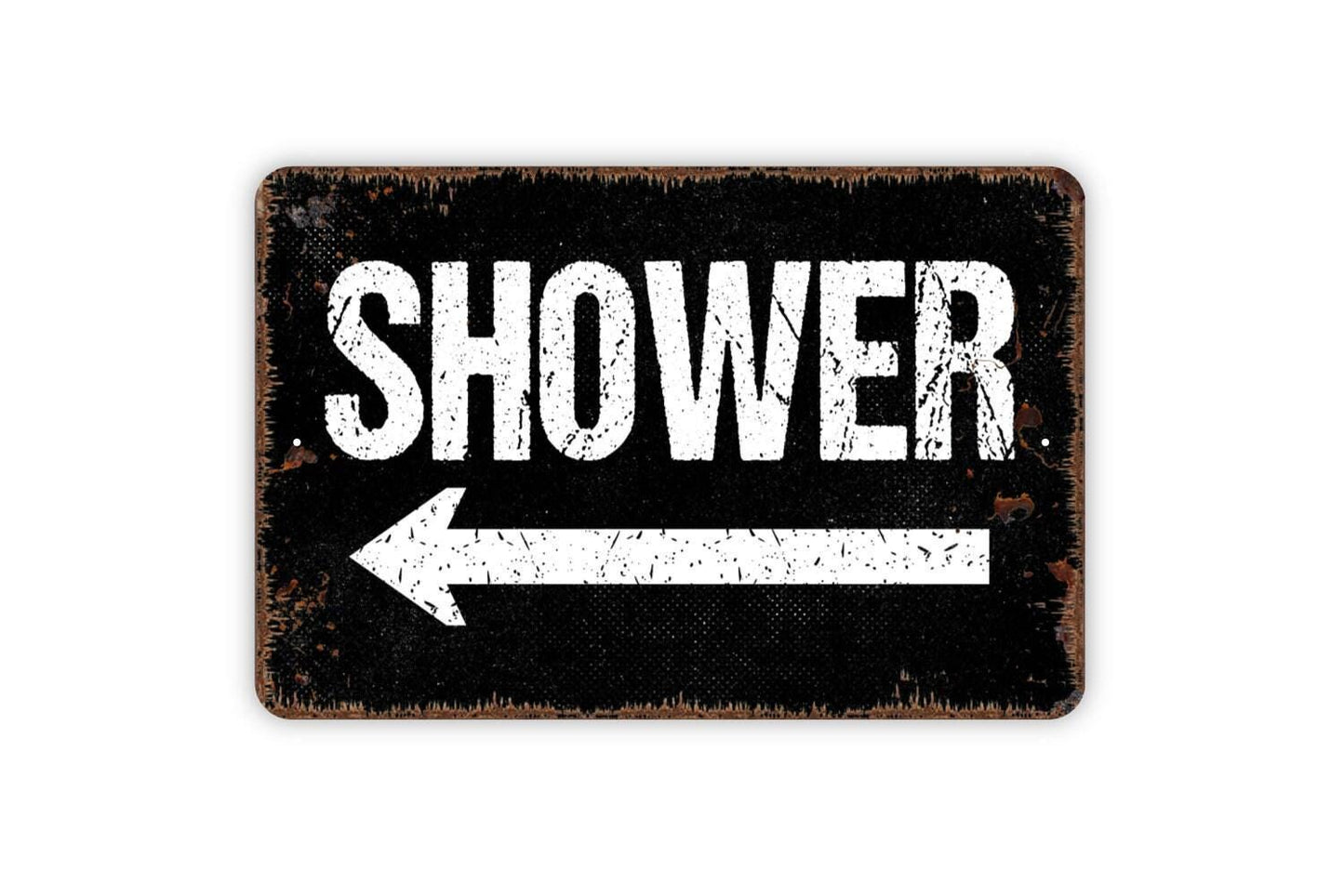 Shower With Arrow Sign – Bathroom Direction Wall Decor – Guest Bath or Pool House Sign – Metal Sign or Vinyl Sticker