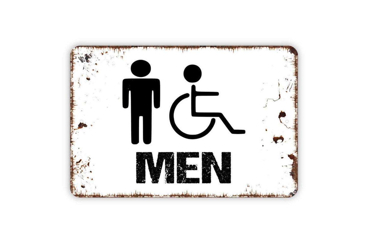 Men Bathroom Sign - Restroom Metal Wall Art - Indoor or Outdoor