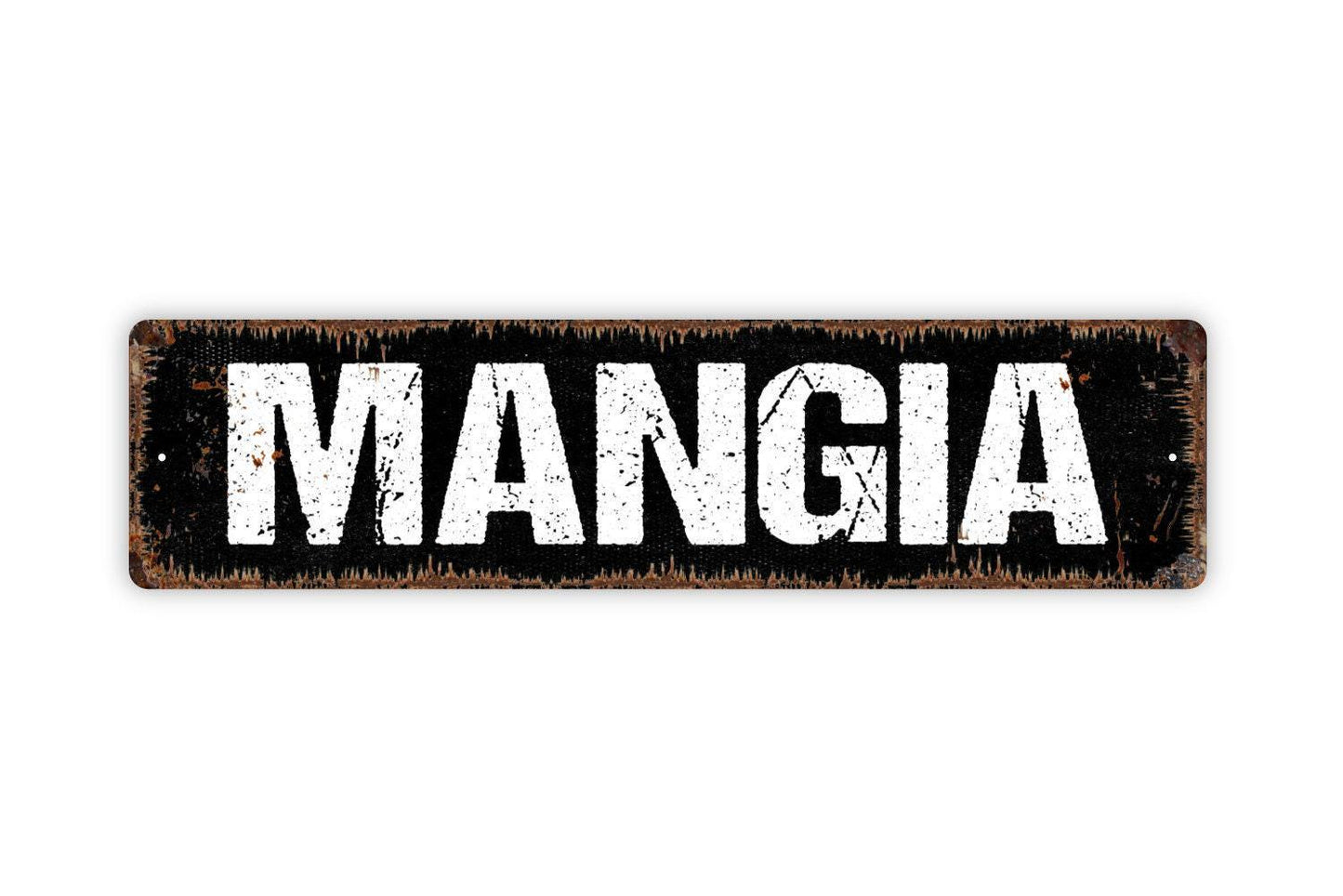 Mangia Sign | Italian Kitchen Metal Sign or Vinyl Sticker | Rustic Dining Room, Restaurant, or Home Decor | Gift for Italian Families