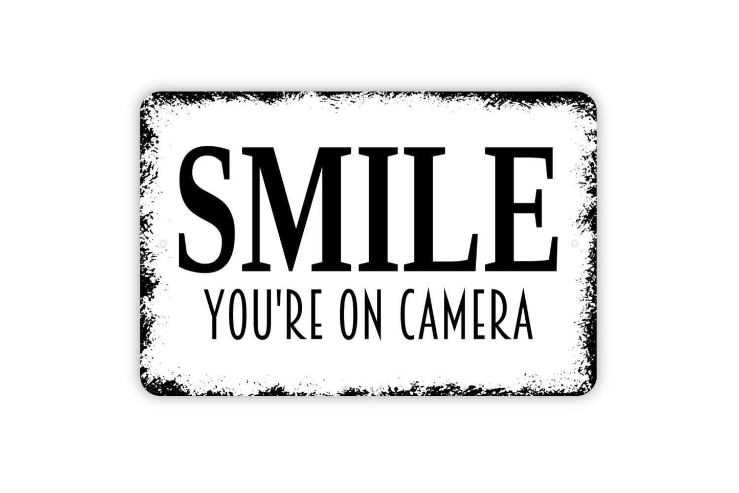 Smile You’re On Camera Sign – Security Warning Wall Decor – Outdoor Yard or Fence Sign – Metal Sign or Vinyl Sticker