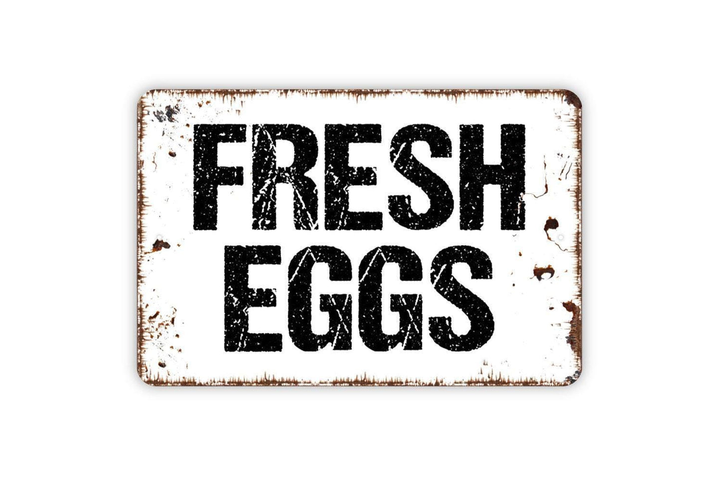 Fresh Eggs Sign | Rustic Farmhouse Kitchen Wall Decor | Farm Fresh Egg Coop Barnyard Market Wall Art | Metal Sign or Vinyl Sticker