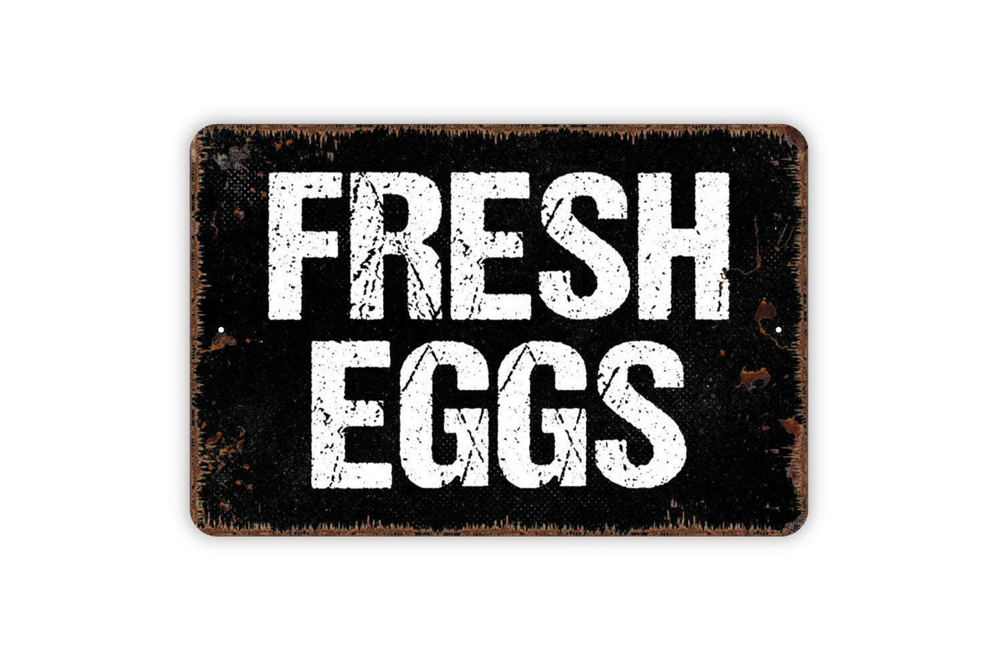 Fresh Eggs Sign | Rustic Farmhouse Kitchen Wall Decor | Farm Fresh Egg Coop Barnyard Market Wall Art | Metal Sign or Vinyl Sticker
