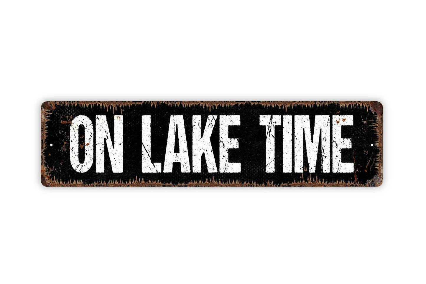 On Lake Time Sign - Lakehouse Lake Life Boat Dock Vinyl Sticker Or Street Metal Sign or Door Name Plate Plaque