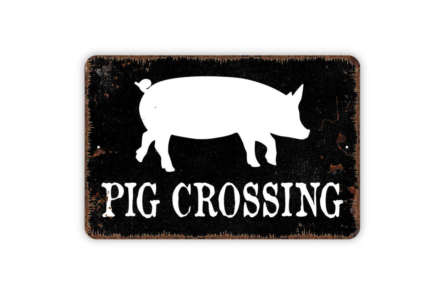 Pig Crossing Sign - Swine Hog Farm Metal Indoor or Outdoor Wall Art