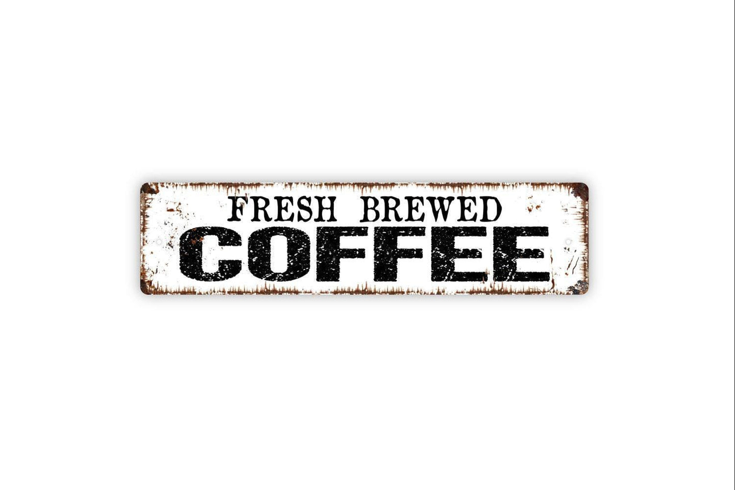 Fresh Brewed Coffee Sign – Rustic Kitchen Wall Decor – Farmhouse Coffee Bar Wall Art – Metal Sign or Vinyl Sticker