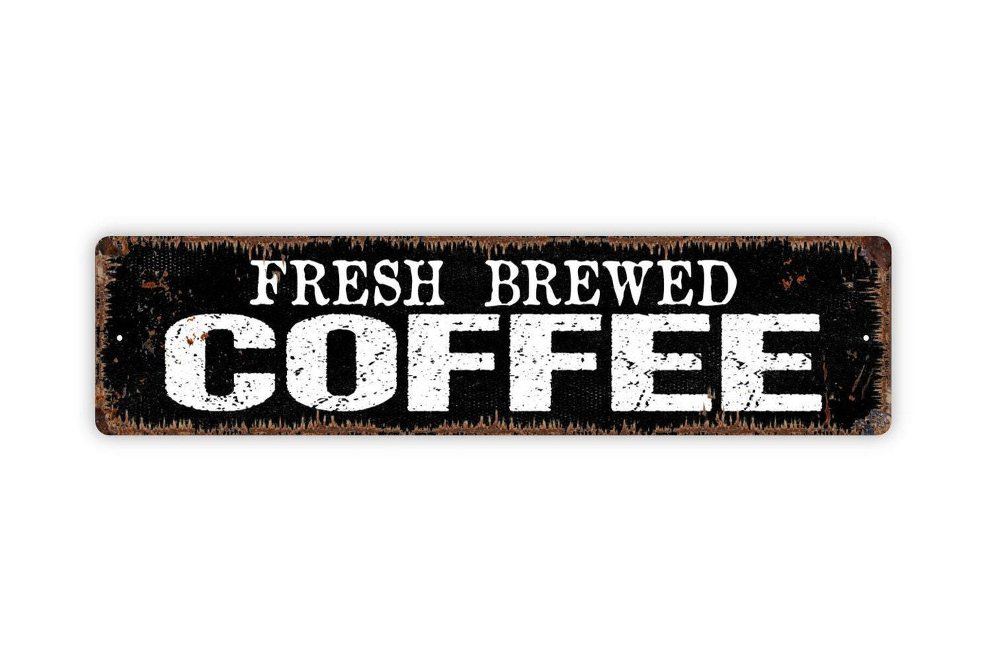 Fresh Brewed Coffee Sign – Rustic Kitchen Wall Decor – Farmhouse Coffee Bar Wall Art – Metal Sign or Vinyl Sticker