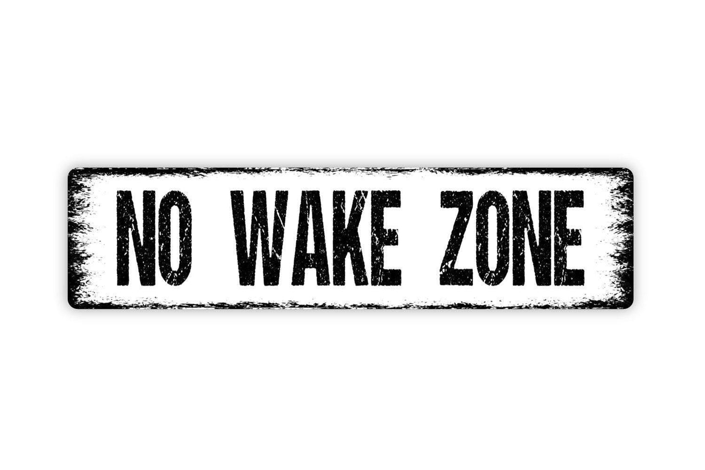 No Wake Zone Sign - Boat Lake River Ocean Sea Port Dock Vinyl Sticker Or Street Metal Sign or Door Name Plate Plaque