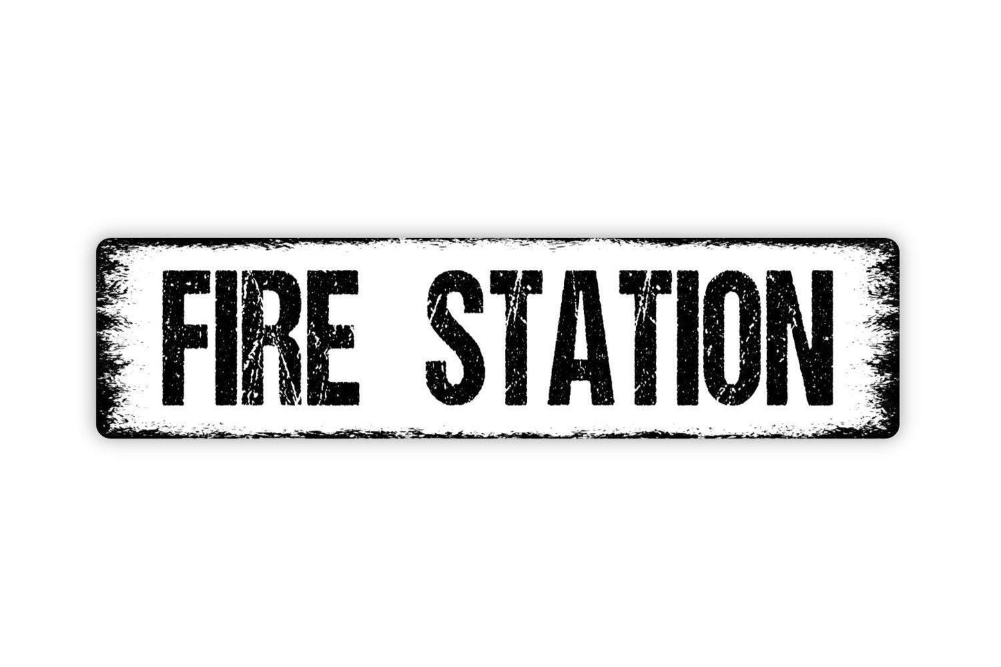 Fire Station Sign Metal or Vinyl Sticker | Firefighter Wall Decor | Firehouse Gift | Fire Department Station Sign | Custom Size Options