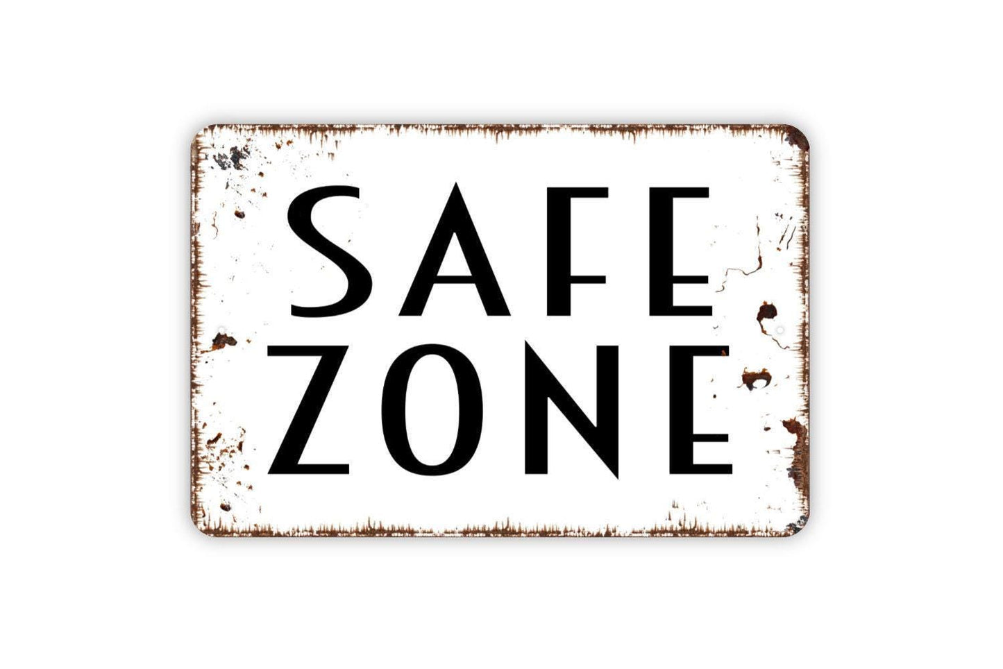 Safe Zone Sign | Funny Security Safe Place Sign | Metal Sign or Vinyl Sticker for Home Office Dorm Garden Fence Door Decor