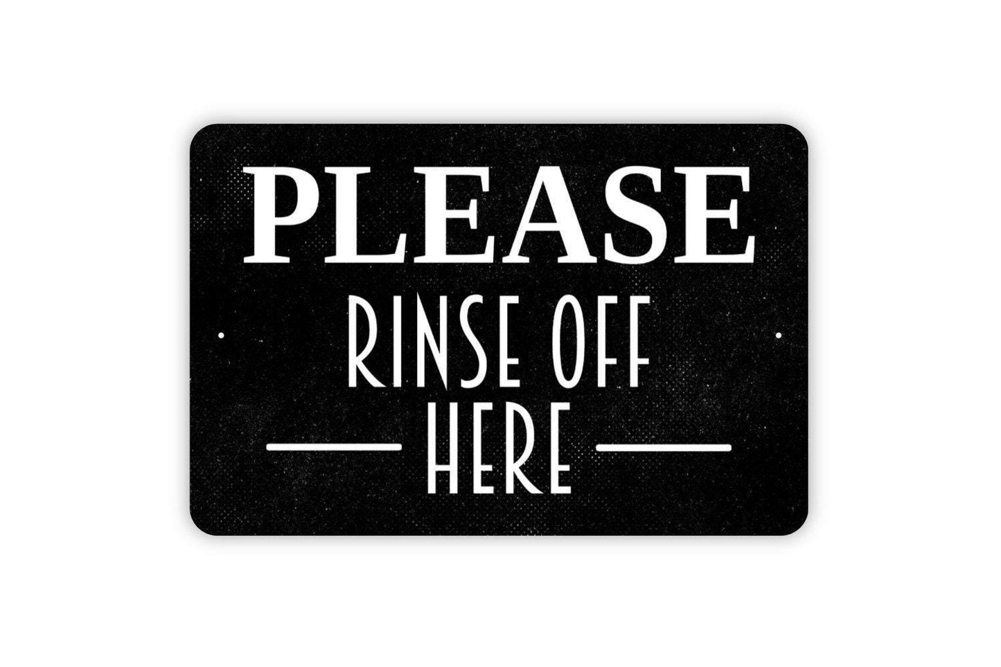 Please Rinse Off Here Sign - Beach Sand Swimming Pool Hot Tub Spa Metal Indoor or Outdoor Wall Art