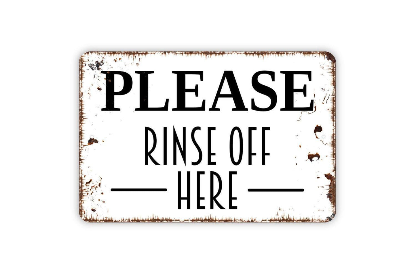 Please Rinse Off Here Sign - Beach Sand Swimming Pool Hot Tub Spa Metal Indoor or Outdoor Wall Art