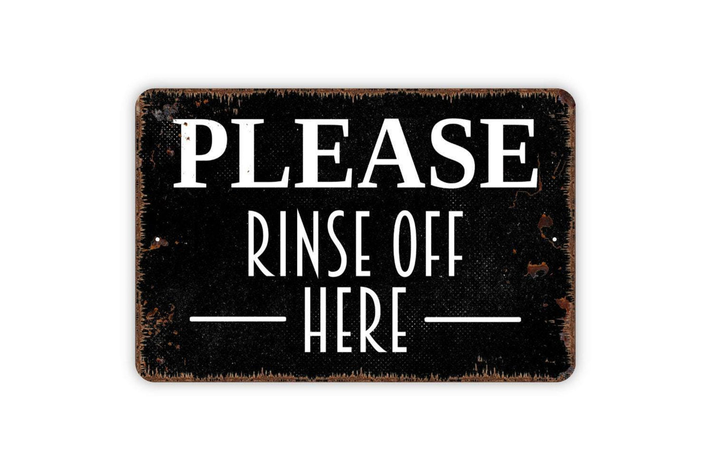 Please Rinse Off Here Sign - Beach Sand Swimming Pool Hot Tub Spa Metal Indoor or Outdoor Wall Art