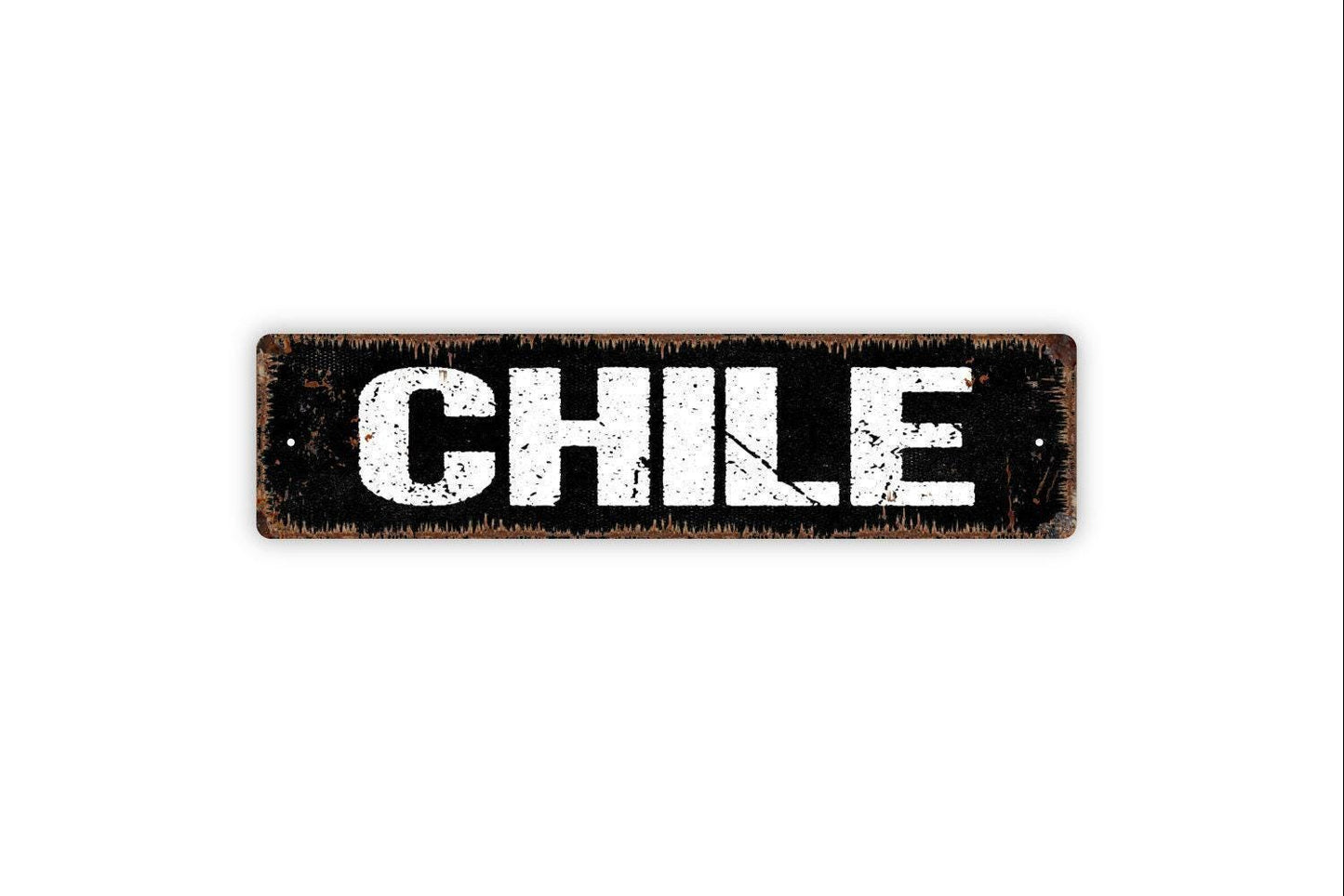 Chile Sign | Custom City, State, or Country Wall Sign | Personalized Travel Sign in Rustic Farmhouse Style | Metal Sign or Vinyl Sticker