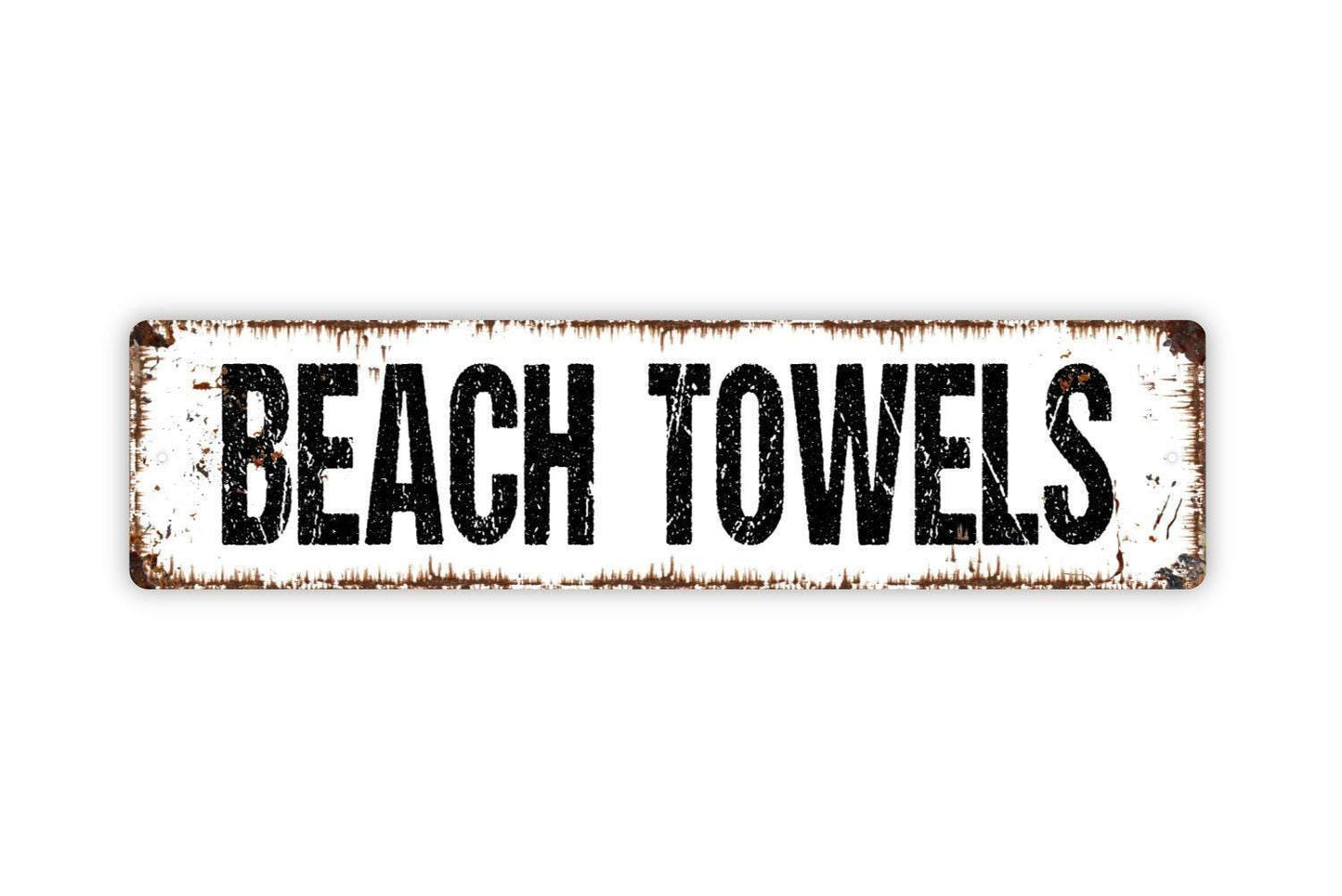 Beach Towels Sign - Swim Sand Surf Ocean Beach House Guest Towels Vinyl Sticker Or Street Metal Sign or Door Name Plate Plaque