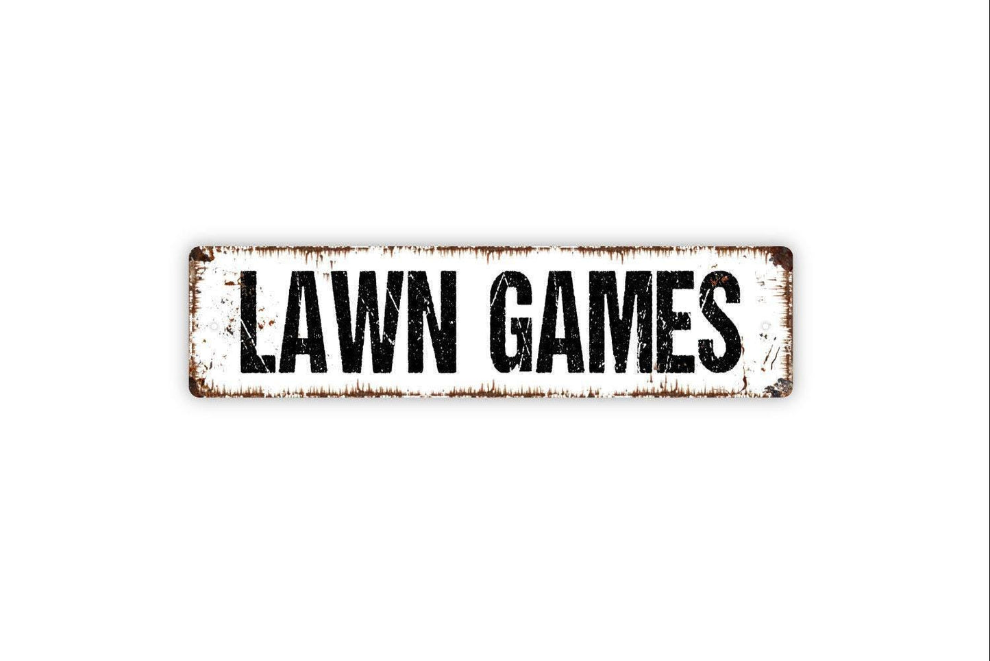 Lawn Games Sign - Vinyl Sticker Or Street Metal Sign or Door Name Plate Plaque