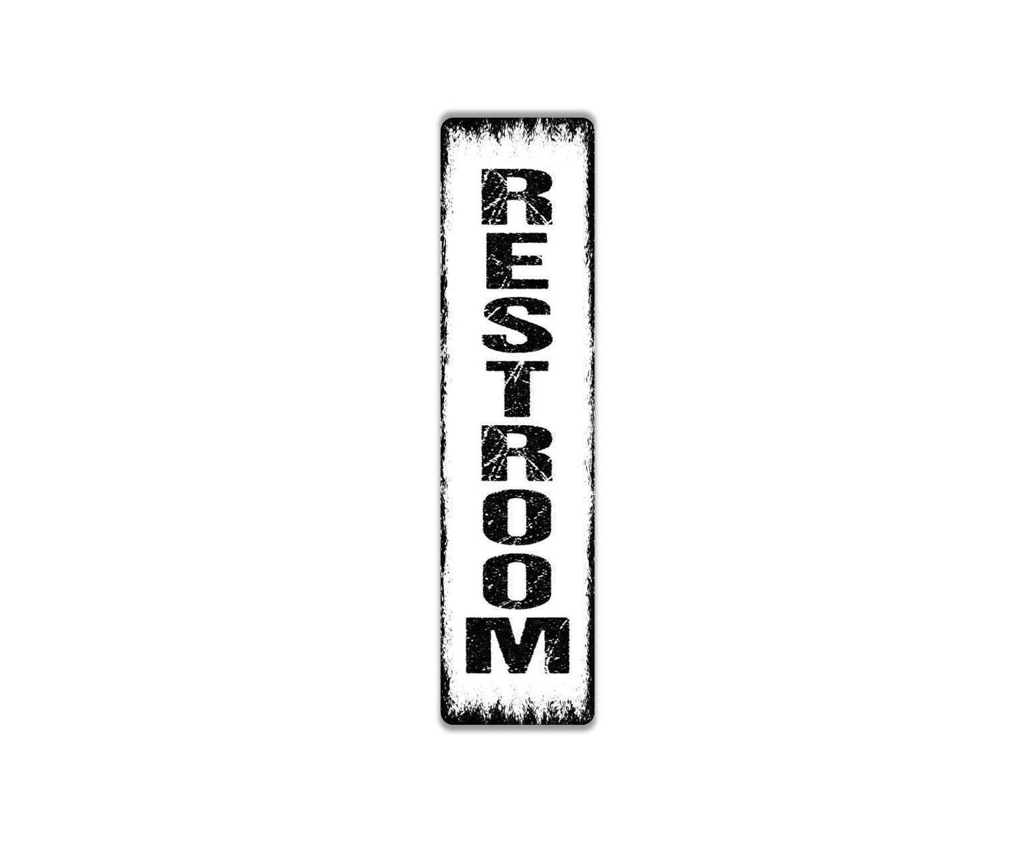 Vertical Restroom Sign - Bathroom Bath House Restroom Outdoor Or Indoor Vinyl Sticker Or Street Metal Sign or Door Name Plate Plaque