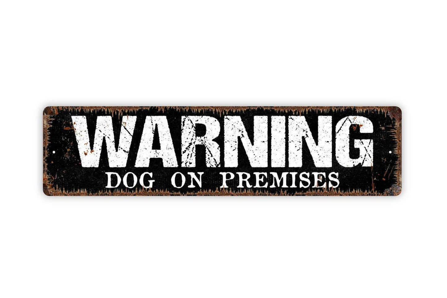 Warning Dog On Premises Sign - Vinyl Sticker Or Metal Street Sign or Door Name Plate Plaque