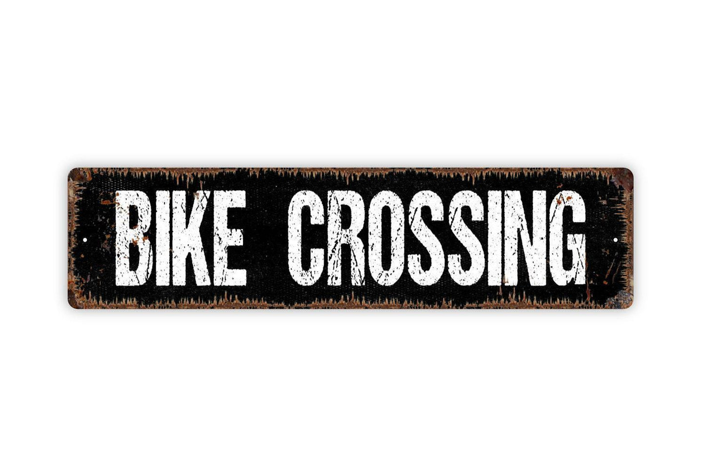 Bike Crossing Sign - Bicycle Path Motorcycle Motorbike Trail Track Street Vinyl Sticker Or Street Metal Sign or Door Name Plate Plaque