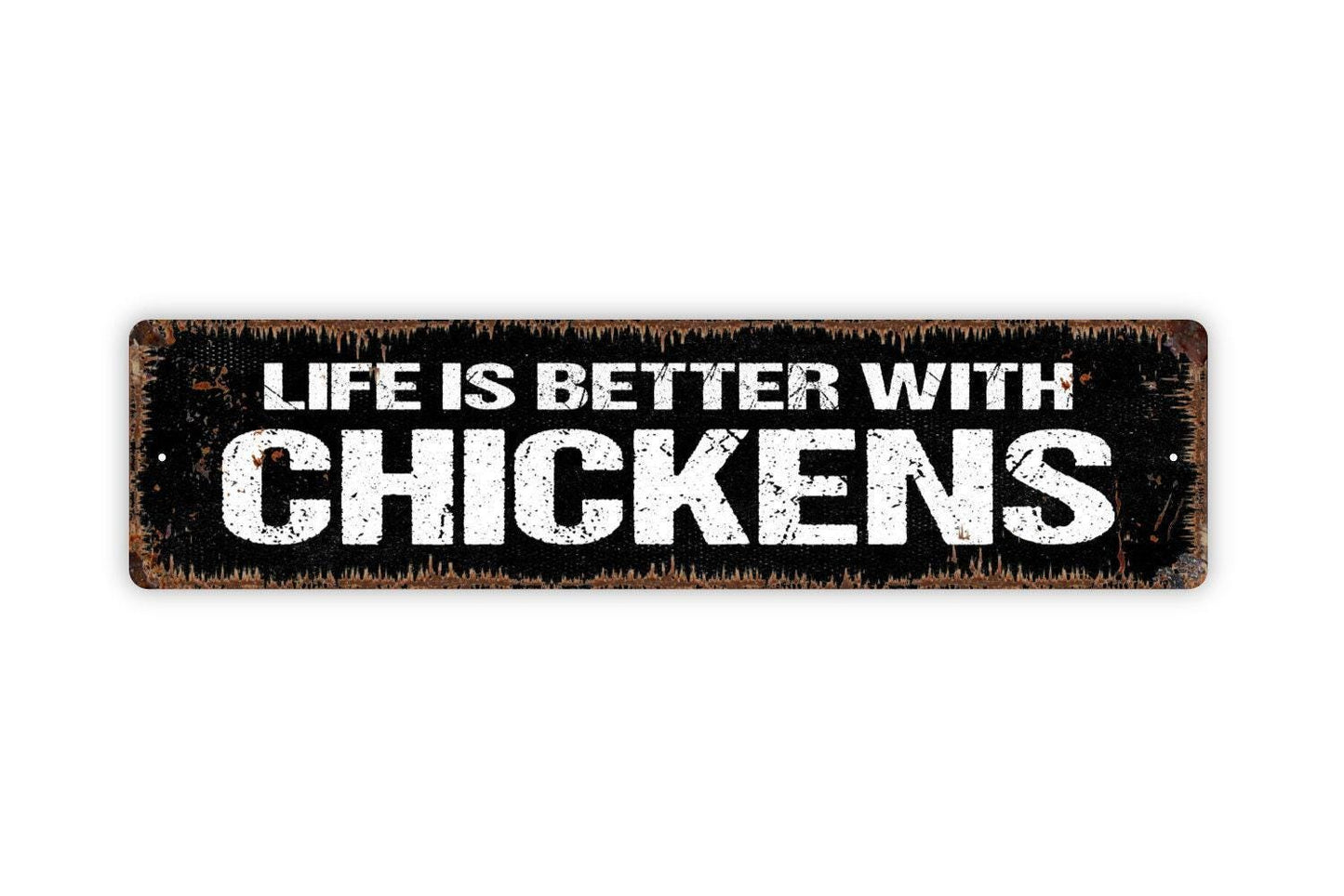 Life Is Better With Chickens Sign | Farmhouse Wall Decor | Metal Sign or Vinyl Sticker for Chicken Coops, Barns, Kitchens, or Homes