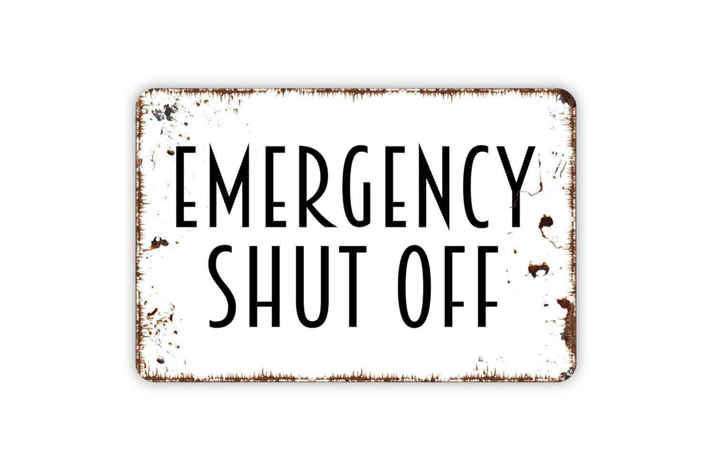 Emergency Shut Off Sign - Metal Sign Wall Art Indoor Or Outdoor