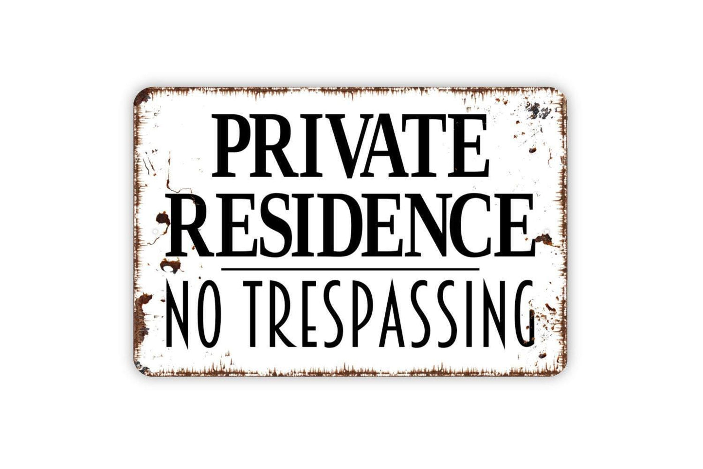 Private Residence No Trespassing Sign | Security Warning Wall Sign | Metal Sign or Vinyl Sticker for Home, Yard, Driveway, or Gate