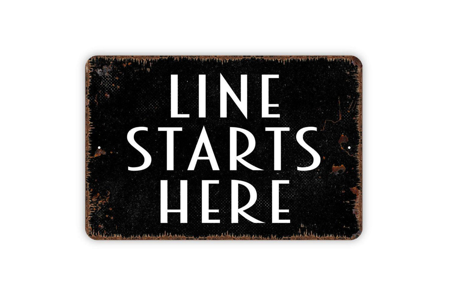 Line Start Here Sign | Business Queue Metal Sign or Vinyl Sticker | Restaurant, Café, Food Truck, or Event Crowd Control Sign