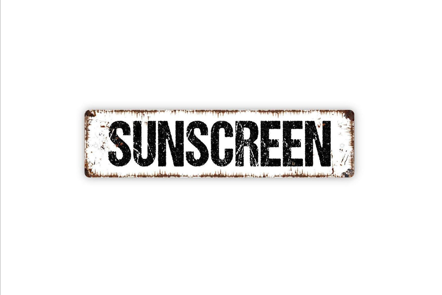 Sunscreen Sign - Swimming Pool Beach Pool House Restroom Vinyl Sticker Or Street Metal Sign or Door Name Plate Plaque