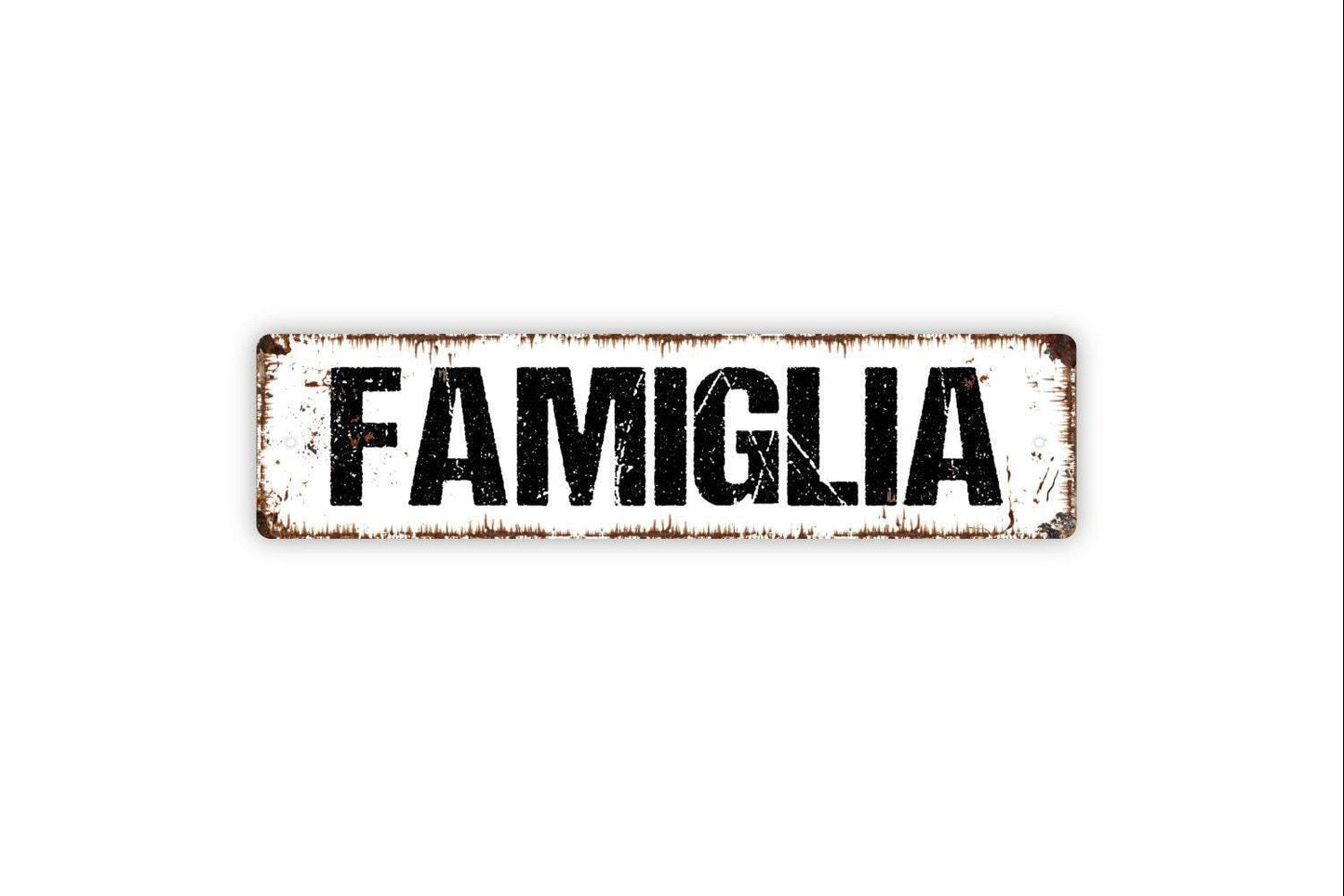 Famiglia Sign – Italian Family Wall Decor – Rustic Farmhouse Kitchen or Dining Room Sign – Metal Sign or Vinyl Sticker